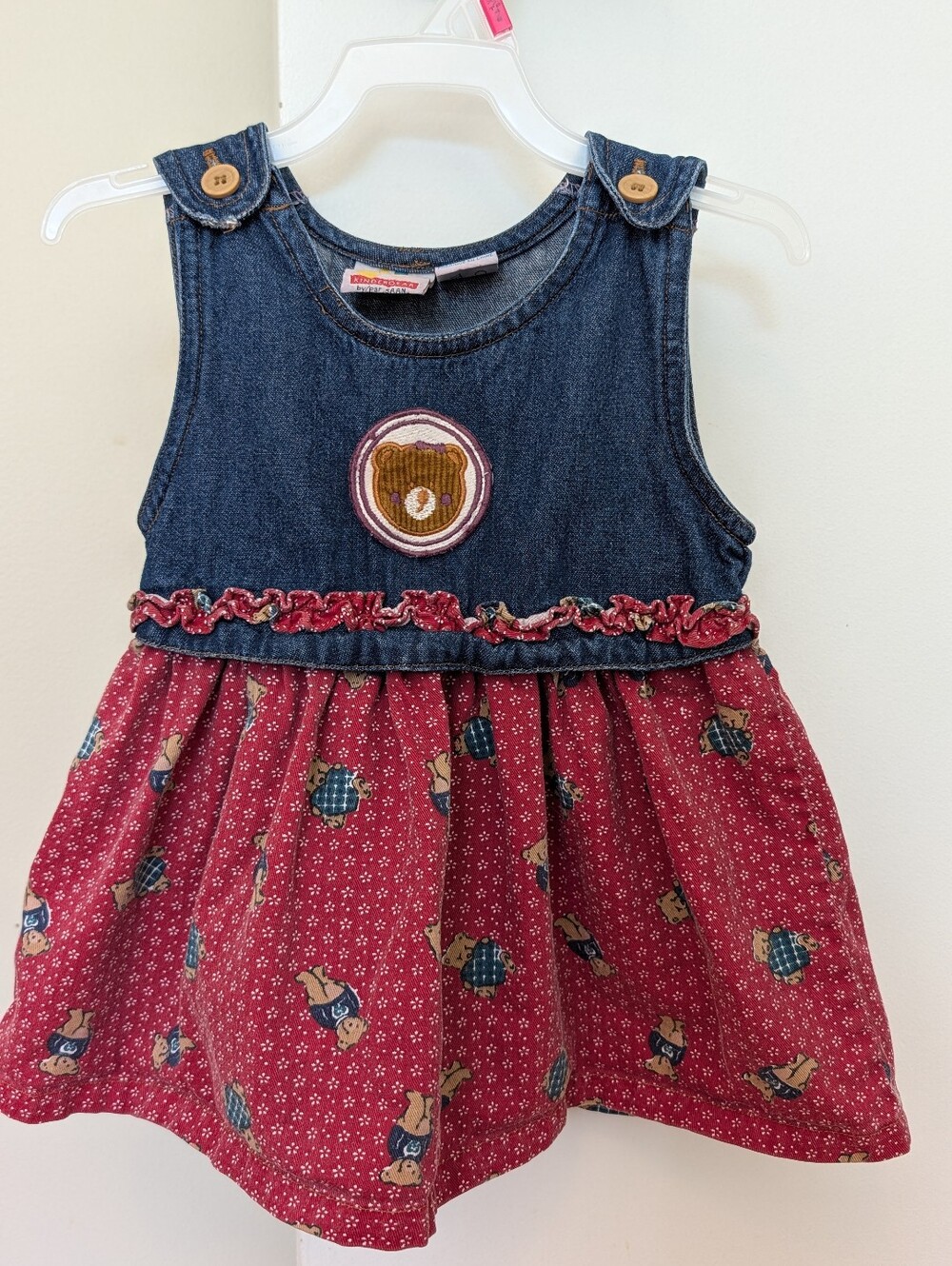Kindergear Denim & Red Bear-Print Girls' Dress